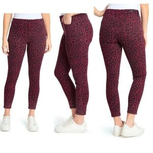 Social Standard by Sanctuary Leopard Cheetah Print Maroon and Black Pants Skinny